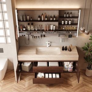 Nuevo gabinete de baño inteligente integrado con lavabo, diseño curvo y moderno - Product Image 6