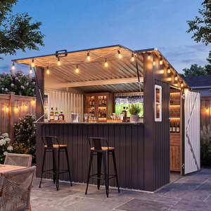 Abri de jardin en métal avec auvent <span class=keywords><strong>pour</strong></span> bar/pub, abri extérieur en métal à toit incliné <span class=keywords><strong>pour</strong></span> patio, abri de rangement en métal, abri à outils de jardin, stand de concession - Product Image 3