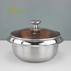 Allnice供应商优质厨房炊具股票锅不锈钢汤锅与玻璃盖