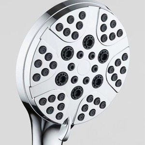 Pressurized Hand Shower Head 7.0gpm High Pressure Rain <b>Spray</b> Round Portable Showerhead with Electroplated <b>Silver</b> Black Finish - Product Image 2
