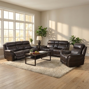โซฟาปรับเอนหนัง PU สีน้ำตาล รุ่น Frank Durable พร้อมคอนโซล  วัสดุฟองน้ำความหนาแน่นสูง เหมาะสำหรับพื้นที่ต้อนรับในโรงแรมและอพาร์ตเมนต์ - Product Image 1