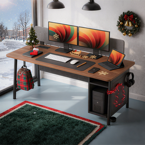 モダンでシンプルなオフィスデスク、広い足元スペース、木製ゲーミングワークデスク、収納付きコンピューターデスク - Product Image 4