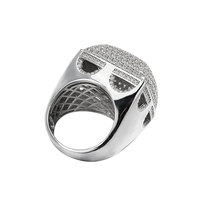 Nouvelle conception Bague Hip Hop pour homme en argent sterling 925, sertie de zircon et de diamants de synthèse, style Iced Out Bling