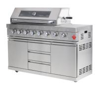 Barbecue à gaz DEYAO DY611A 58 pouces 99 500 BTU en acier inoxydable avec brûleur arrière infrarouge, table latérale et chariot, autonome pour extérieur
