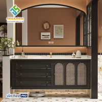 2025 OEM Ensemble de meuble de toilette moderne en bois massif de 48 pouces avec robinet d'évier Égouttoir mural en cuivre-Chambre à coucher et école