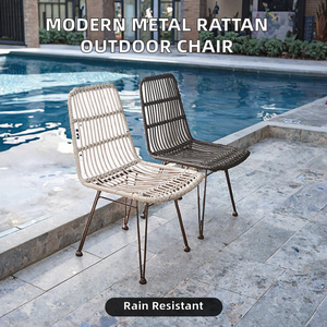 Modern Style Natural Rattan cane and core Durable <b>Stackable</b> Outdoor <b>Dining</b> <b>Chair</b> for Living Room Hotel Restaurant Kitchen Villa - Product Image 2