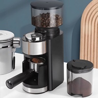 Machine à café électrique portable et réglable pour expresso italien et cafetière à piston en acier inoxydable avec moulin à grains intégré
