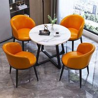 Set Tavolo da Pranzo Moderno con 4 Sedie, Tavolo in Legno per Ristorante e Caffè