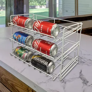 Factory Price Iron Wire Spray Beer Soda Can Display Rack Organizer Countertop Kitchen Storage Metal Can Holder