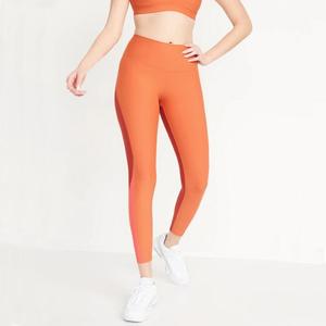 Mallas de gimnasio suaves y mantecosas con diseño de colores de costura y control de barriga de cintura alta personalizadas para mujer - Product Image 2