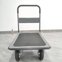 Carretilla de Mano Plegable con Manija en U, Plataforma Plana, Ruedas de Goma Resistentes de 8 Pulgadas, Carro de Transporte Comercial