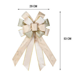 뜨거운 판매 크리스마스 장소 내구성 폴리에스터 선물 리본 눈송이 활 알파벳 샴페인 양각 와이어 가장자리 격자 무늬 - Product Image 4