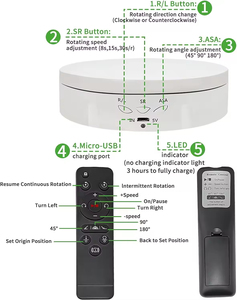 เครื่องวิชวลไลเซอร์ไฟฟ้าอัจฉริยะ3ใน1, แท่นชาร์จ USB หมุนได้360องศาสำหรับถ่ายภาพวิดีโอในสตูดิโอถ่ายภาพ - Product Image 6