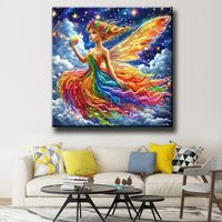 Ever Moment Peinture Diamant de Haute Qualité en Gros, Fée Diamantée, Fille Ange en Robe Arc-en-ciel, Cadeau Fait Main ASF2812