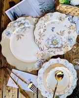 Service de table en porcelaine fine 24 pièces pour 6 personnes, design moderne doré, idéal pour les cadeaux d'affaires