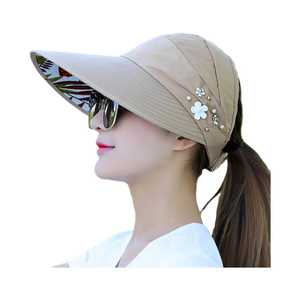 Chapeau pliable d'été pour femmes, visière de plage large anti-UV, chapeaux décontractés pour la randonnée pour femmes - Product Image 1