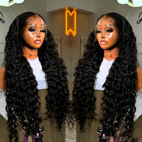 Perruques de cheveux naturels indiens ondulés profonds 13x6 de 40 pouces, sans colle, avec dentelle frontale transparente Full HD, cheveux Remy bouclés, perruques à dentelle HD