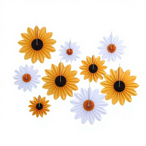 Nouvel ensemble d'éventails en papier <span class=keywords><strong>Origami</strong></span> Tournesol pour la décoration d'ambiance de fête - Product Image 2