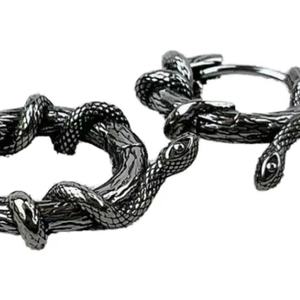 Pendientes de Aro Góticos Punk con Serpiente para Hombre, Joyería de Serpiente Negra, Estilo Rock, Hip Hop, Alternativo, Streetwear, Piercing, Moda - Product Image 4