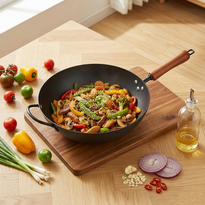 Poêles à frire en acier au carbone nitrué prétraité, faciles à nettoyer, tailles 26 cm et 34 cm, plusieurs tailles disponibles pour la cuisine - Product Image 4