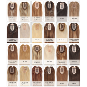 Luxe 20 Pouces Remy Cheveux Humains Brunette Brun Blonde Diverses Couleurs Réaliste Avant de Lacet Mono Top Cheveux Topper - Product Image 2