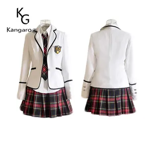 School girls permanent pleated skirts middle school uniform blazer suits