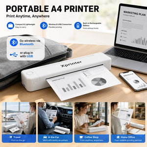 เครื่องพิมพ์ Xprinter T8 รุ่นขายดี พกพาสะดวก พิมพ์ความร้อนโดยตรง สำหรับงานบันทึกและข้อสอบในครัวเรือน - Product Image 3