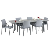 Ensemble de meubles de jardin de luxe AJUNION table en aluminium extensible chaise empilable en coton à séchage rapide ensemble de salle à manger d'extérieur