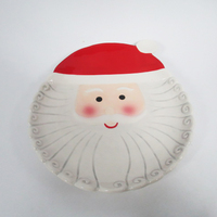 Adorable Assiette à Salade et à Beurre en Porcelaine Personnalisée avec un Dessin de Père Noël pour Enfants, Décoration de Noël, Assiettes pour Bonbons et Snacks, Fabriquées à la Main, Durables