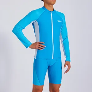 Adult Custom Surf Trunks With Special Designed Rash Guard Set For Men OEM Surf Apparel Wetsuit Surfing Suit With Zipper