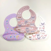 Ensemble de bavoirs en silicone imperméables pour bébés, motif animaux, fabrication chinoise sur mesure, vente en gros