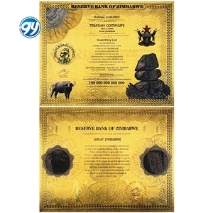 Certificado de Billete de Cien Billones de Dólares de Zimbabue con Lámina de Oro, Rollo con Número de Serie UV, Dinero Coleccionable - Product Image 5