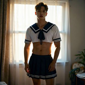 Passionate and provocative male servant school uniform student outfit sexy lingerie crossdressing couple interaction uniform - Product Image 2