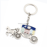 Porte-clés Souvenir Émail Arc-en-ciel Palmetto Lune Métal Charleston SC Voiture à Chevaux, Édition Ville Sainte des États-Unis, Caroline du Sud