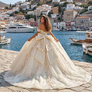 Vestidos de Quinceañera de Lujo Lsmc133 en Beige con Cuentas, Vestidos de Gala, Vestido de 15 Años con Espalda de Cordones para Fiesta de Graduación Jancember - Product Image 5