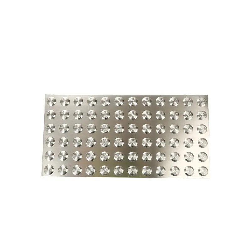 316 Grade Stainless Steel tactile indicators on a 1.8mm 316 grade stainless steel plate