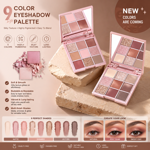Paleta <span class=keywords><strong>de</strong></span> Sombras <span class=keywords><strong>de</strong></span> Ojos en 9 Tonos Tierra, Altamente Pigmentada, Mate y Brillante, Marca Privada, <span class=keywords><strong>Maquillaje</strong></span> OEM - Product Image 3