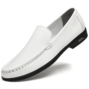 Chaussures d'Été Homme Luxe <span class=keywords><strong>Marque</strong></span> Cuir Véritable Mocassins Hommes Respirants Creux Chaussures de Conduite Blanches à Enfiler - Product Image 1