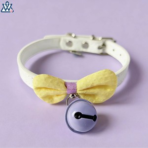 Collar para mascotas Wangwuwu amarillo ajustable con lazo y campana para perros pequeños - Product Image 3