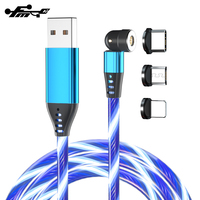 Kabel Data USB 3 In 1 Magnetis Rotasi 540 Mengalir LED