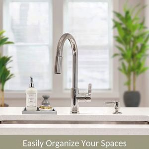Silicone Sponge Holder <b>Kitchen</b> Sink Organizer Tray Dish Caddy Soap Dispenser Scrubber Spoon Holder Dishwashing Accessories - Product Image 3