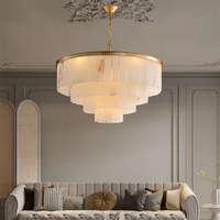 Lustre suspendu de luxe en cuivre massif et pierre, style chinois moderne, LED blanc chaud, intensité variable, 50000 heures, pour salon et salle à manger