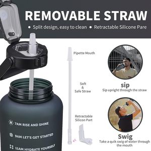 Bouteille d'eau de sport ou de gym en plastique grande capacité pour l'été, avec marqueur de temps, idéale pour les voyages et la vente en gros - Product Image 3