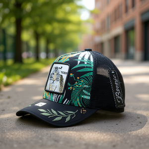 Cappello Trucker Boumic con Ricamo Tigre, Tessuto a Rete, 6 Pannelli, Unisex, Stile Street, Primavera Estate, Casual, per Adulti - Product Image 2