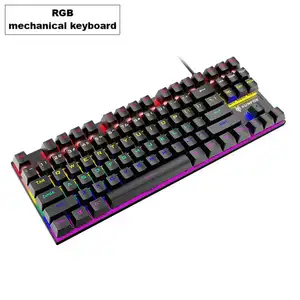 Teclado mecánico K80 con cable de metal, 87 teclas, RGB, ligero, para videojuegos, venta al por mayor de fábrica