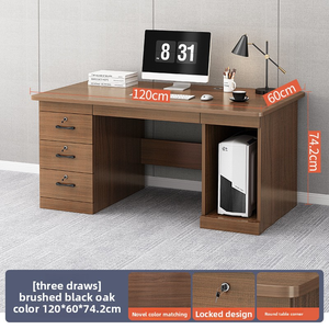 Bàn máy tính văn phòng hiện đại tối giản bàn gỗ nghiên cứu Bàn máy tính bề mặt rộng và nhiều ngăn lưu trữ Bàn - Product Image 3