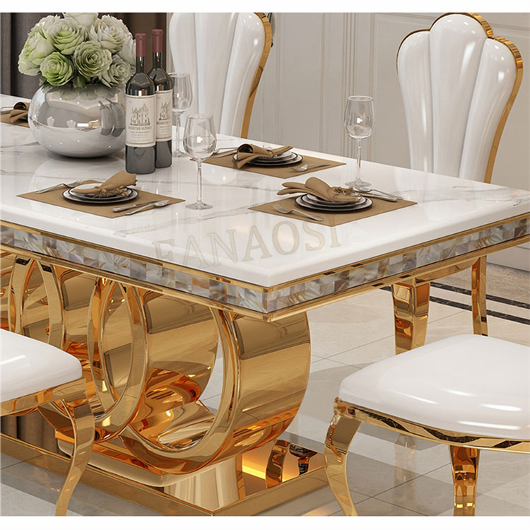 Ensemble de table à manger rectangulaire de luxe avec 6 chaises table à manger table à manger avec dessus en marbre pour la maison