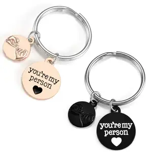 Top Plaza 2 piece set "You're My Person" Pinky Promise Retro Silver Alloy Keychain Valentine's Day Gift Box Lover Key Chain