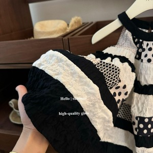 Child Star Circle Girls Summer Patchwork Polka Dot Halter Dress Breathable Princess Style - Product Image 4