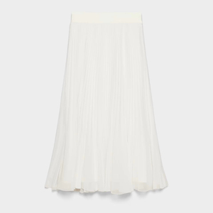Ladies' White Chiffon <b>Pleated</b> Half Length <b>Skirt</b>-Elegant and Beautiful Casual Design - Product Image 1